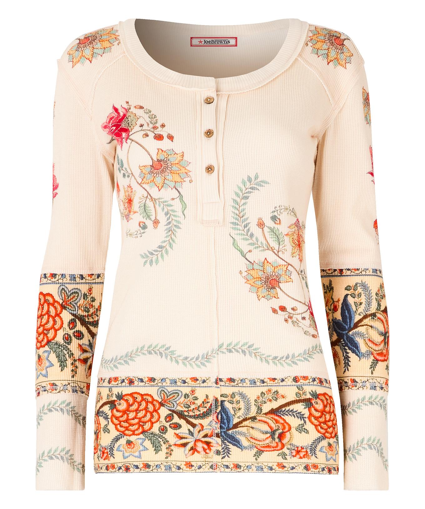 Joe Browns Bemerkenswertes Henley-Shirt mit Patchwork-Druck