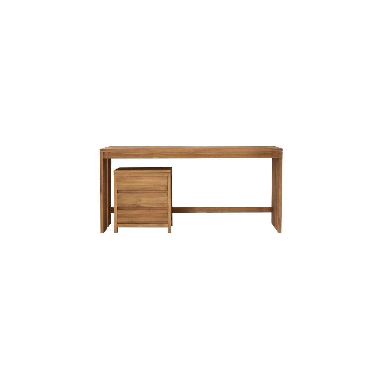 Tikamoon Schreibtisch aus massivem Teak mit Schubladenmodul Eden