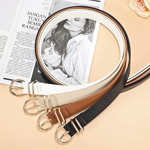 Only-bags.store 2 Stück Ledergürtel Goldschnalle Ledergürtel für Jeans Hosen Kleid,/braun, 120cm
