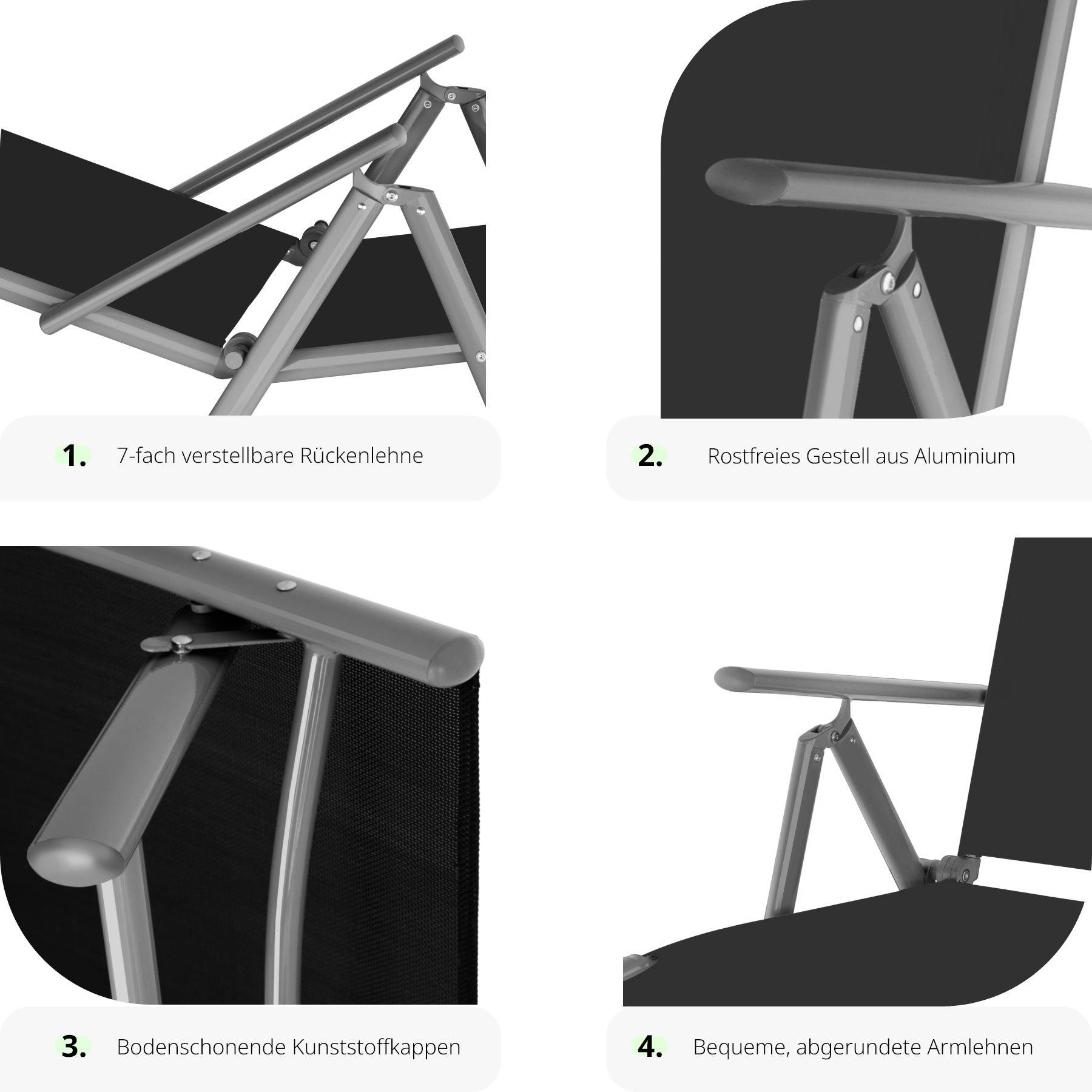 Tectake Gartenliege Textilene-Gewebe mit Aluminiumgestell