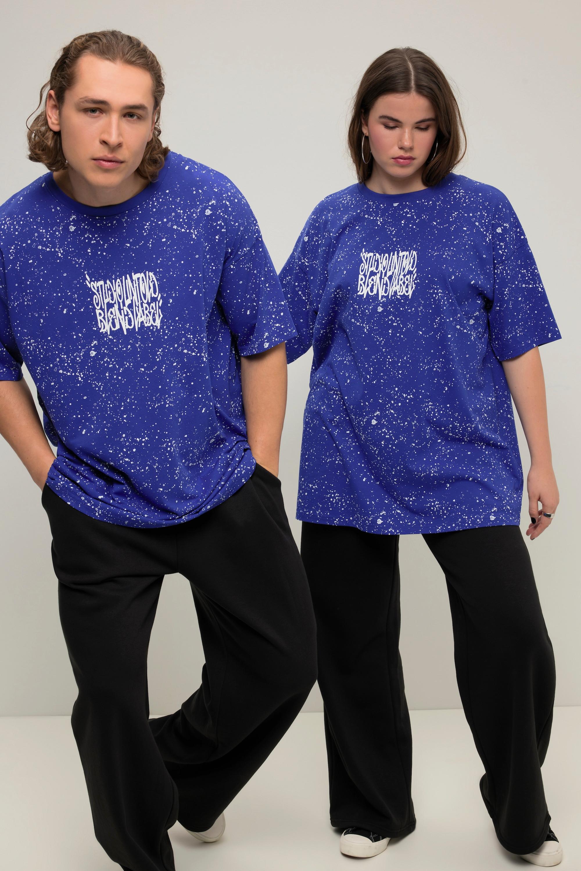 Studio Untold Unisex Oversized Sprenkel Rücken Print Rundhals Halbarm T-Shirt