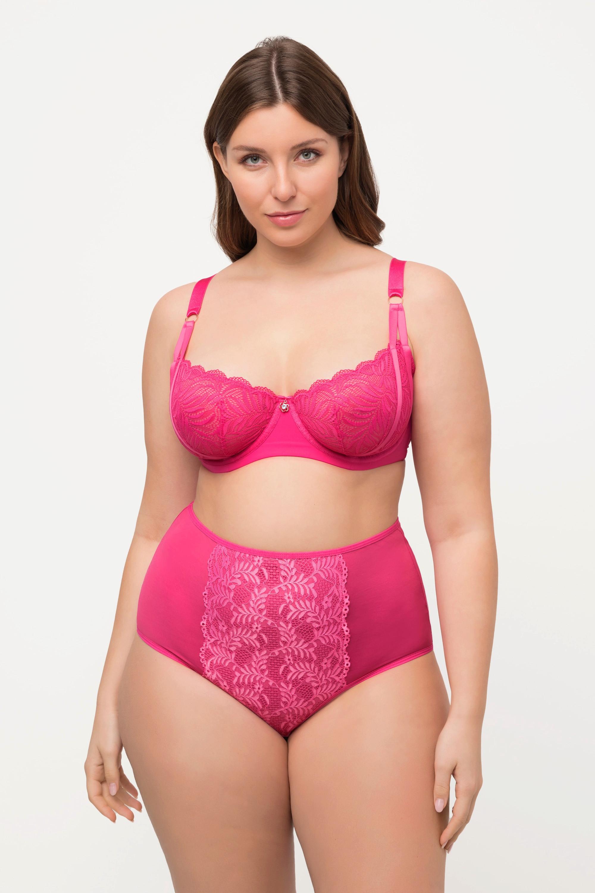 Ulla Popken Bügel-BH, Spitze, Mesh, geteilte Träger, Cup C - E