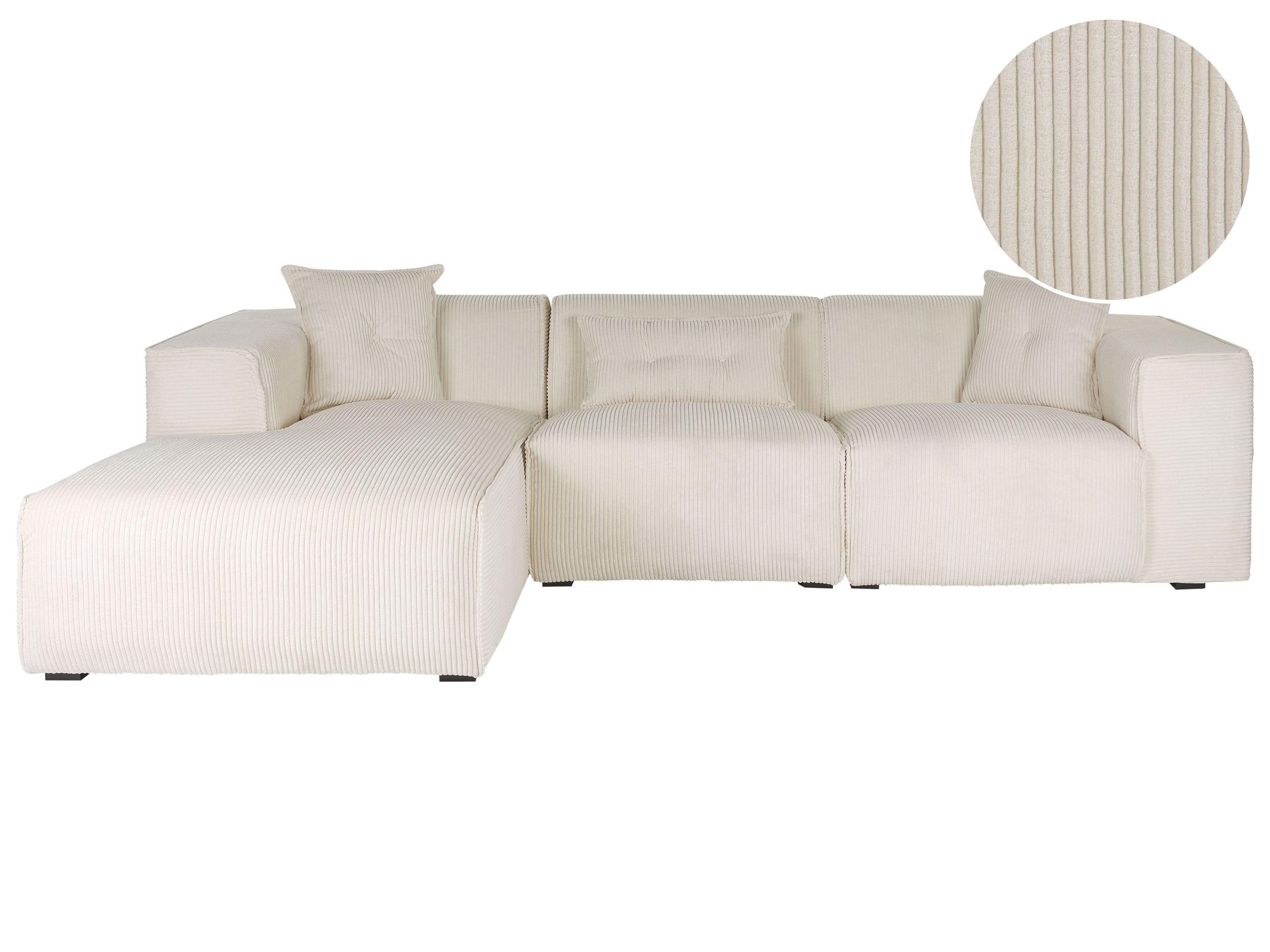 Beliani Ecksofa aus Cord Skandinavisch DOLVA