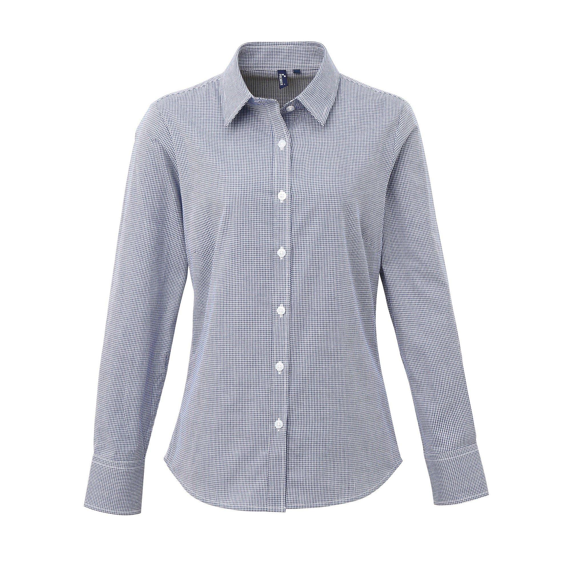 PREMIER Mikro Karo Langarm Bluse