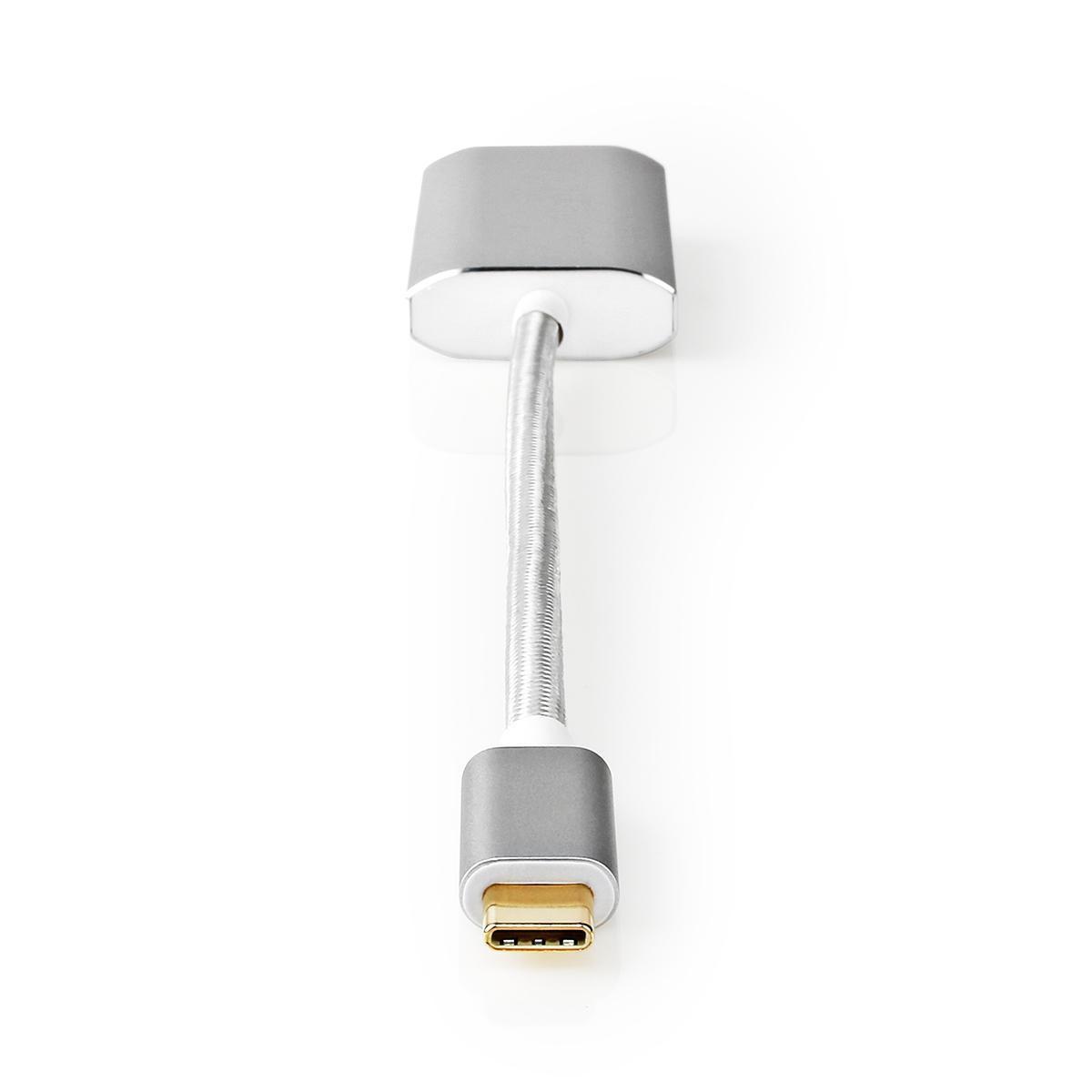 Nedis USB-C™ Adapter | USB 3.2 Gen 1 | USB-C™ Stecker | DisplayPort Buchse / USB-C™ Buchse | 4K@60Hz | Stromversorgung | 0,20 m | Rund | Vergoldet | Geflochten / Nylon | Silber | Box mit abgedecktem Fenster