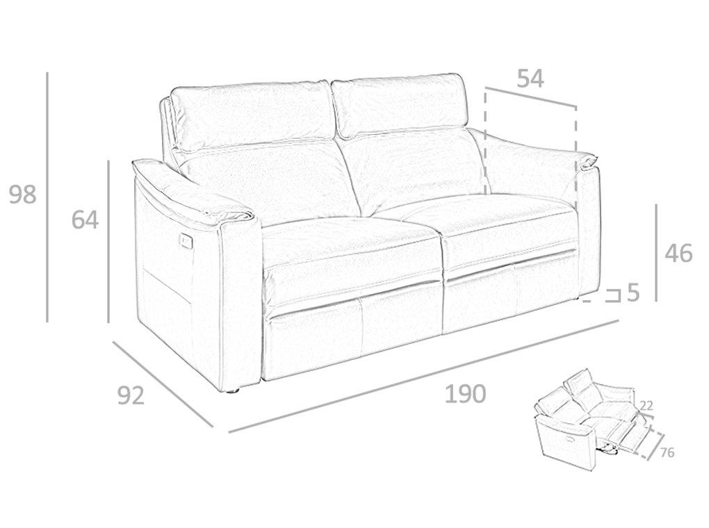 ANGEL CERDA 3Sitzer-Sofa aus em Leder mit Relax