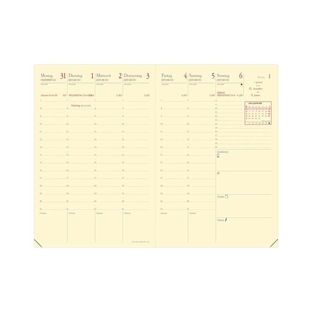 QUO-VADIS Quo Vadis - Terminkalender - 2025 - Geschäft Prestige - Die Woche Planning - Deutsch - Soho - Beige - Dez/Dez - 10x15 cm - Clairefon taine-Papier Elfenbein - Hergestellt in Frankreich