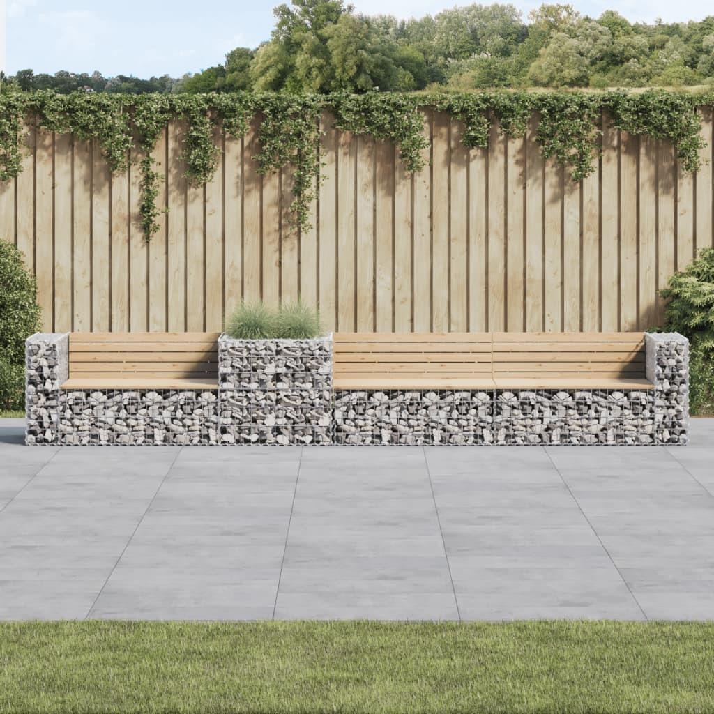 VidaXL Gartenbank mit gabione kiefernholz