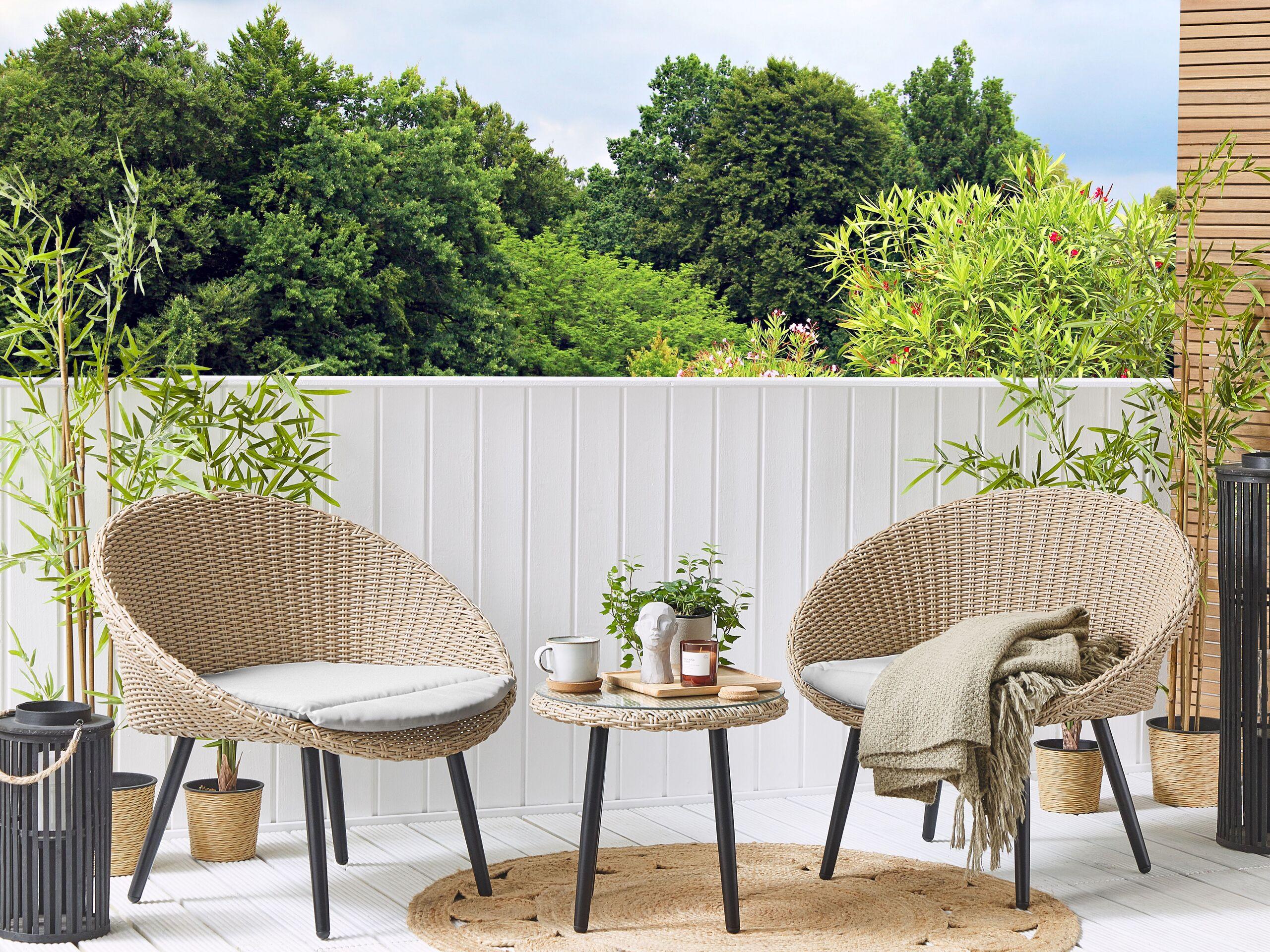 Beliani Bistro Set aus PE Rattan Boho ORTIGIA