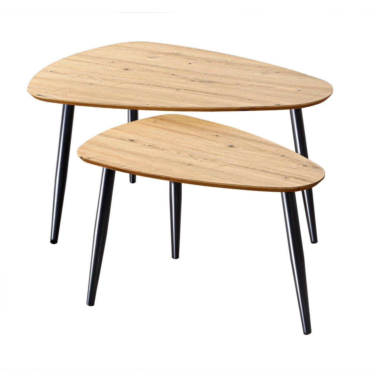 Calicosy Set von 2 ineinander greifenden Tischen mit Metallbeinen