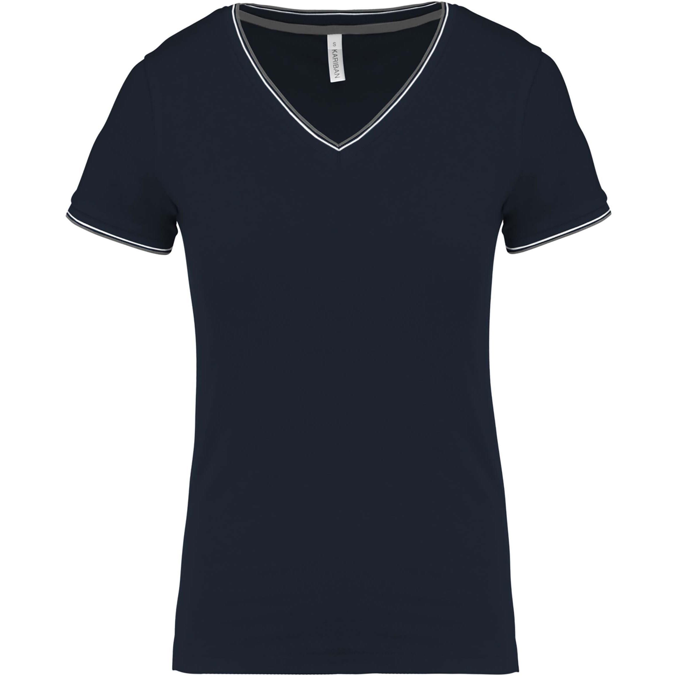 Kariban Damen Piqué Strick V-Ausschnitt T-Shirt