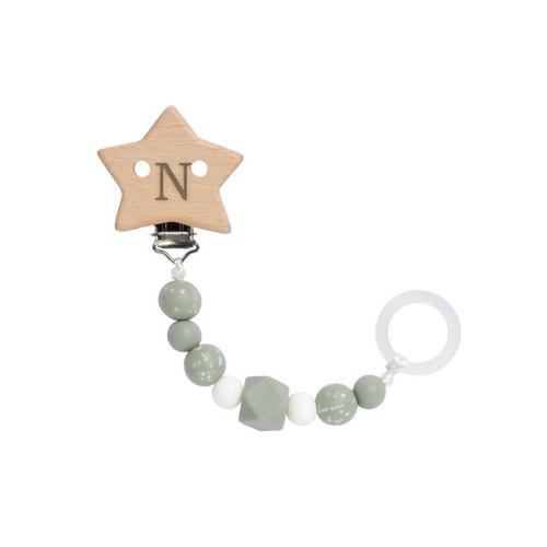 LÄSSIG Personalisierte Schnullerkette Little Universe Star olive