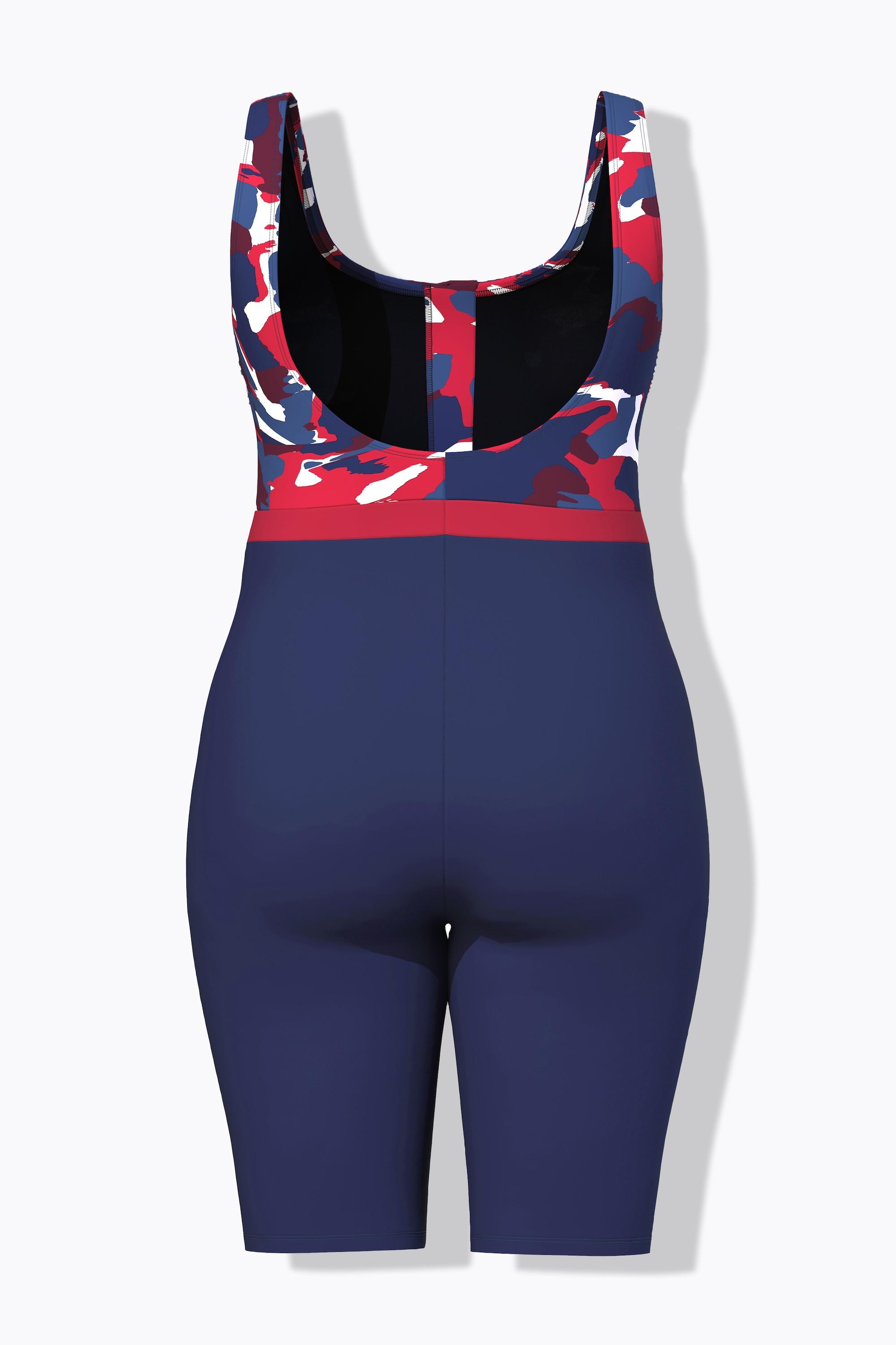 Ulla Popken Badeanzug, langes Bein, ohne Softcups, Zipper, recycelt
