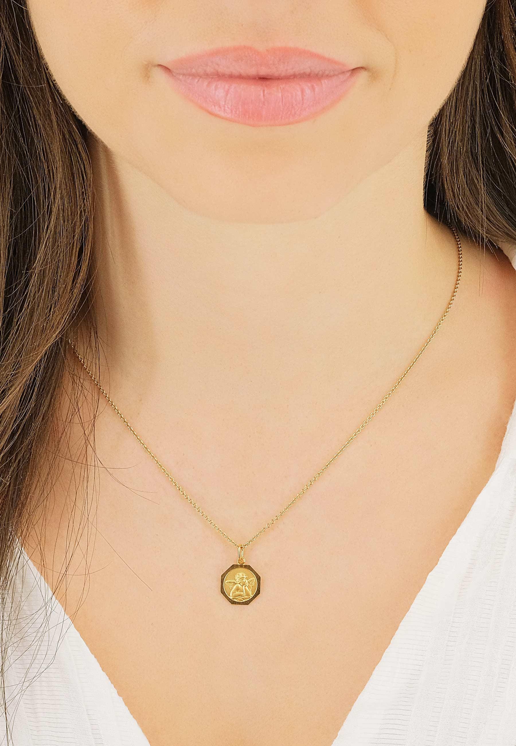 MUAU Schmuck Anhänger Schutzengel Gelbgold 750, 17x12mm