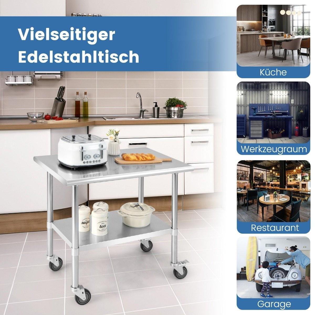 Northix Edelstahltisch Arbeitstisch Küchentisch Edelstahl Silbrig