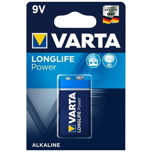 VARTA Longlife Power Alkaline-Batterie, Typ 9V / E-Block / 6LR3146, 9 Volt