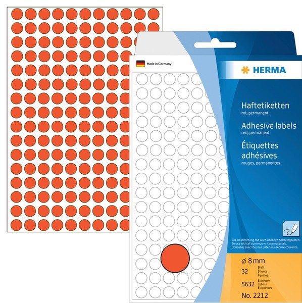 HERMA HERMA Etiketten rund 8mm 2212 rot 5632 Stück