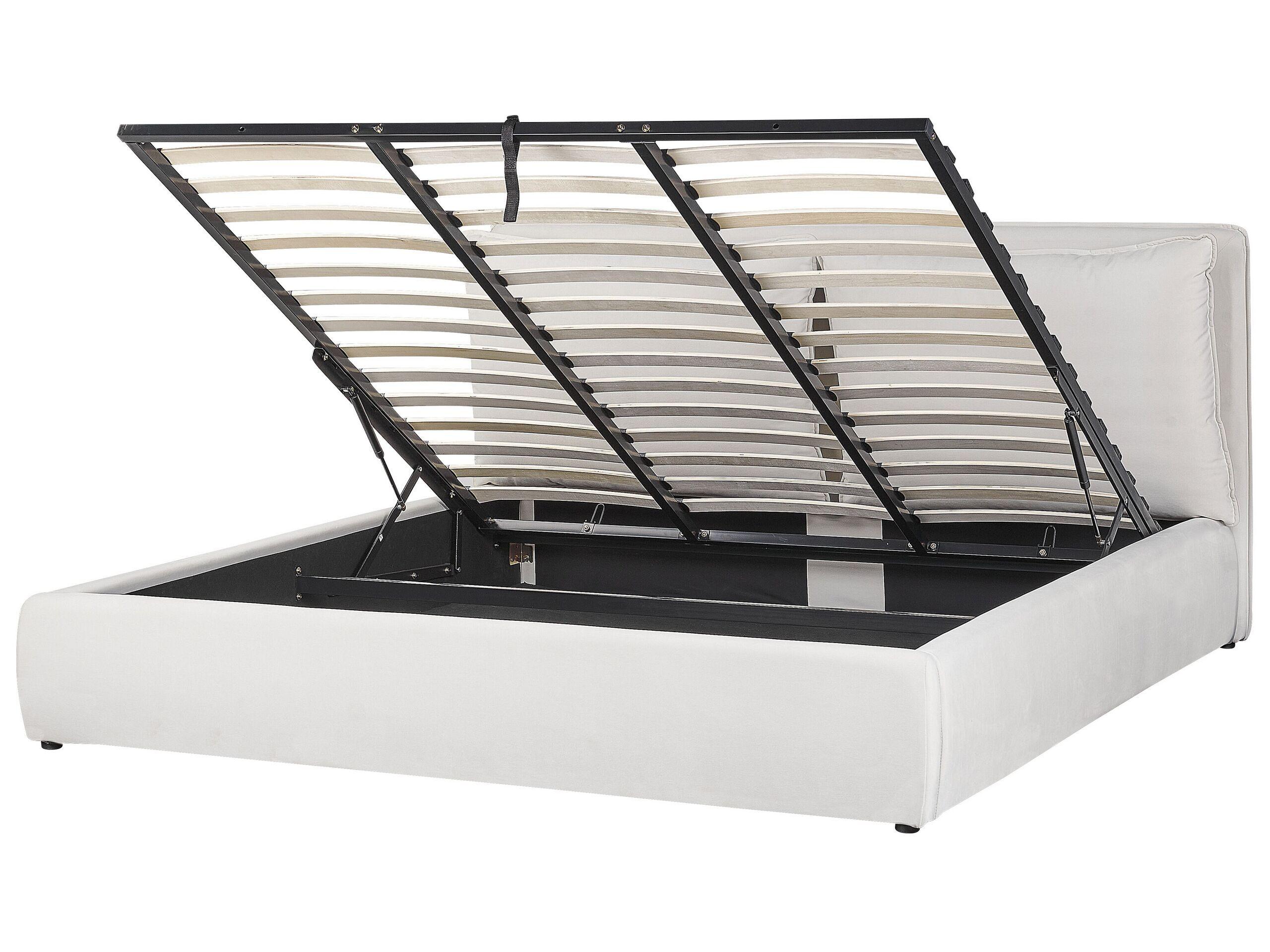 Beliani Bett mit Stauraum aus Samtstoff Modern BAJONNA