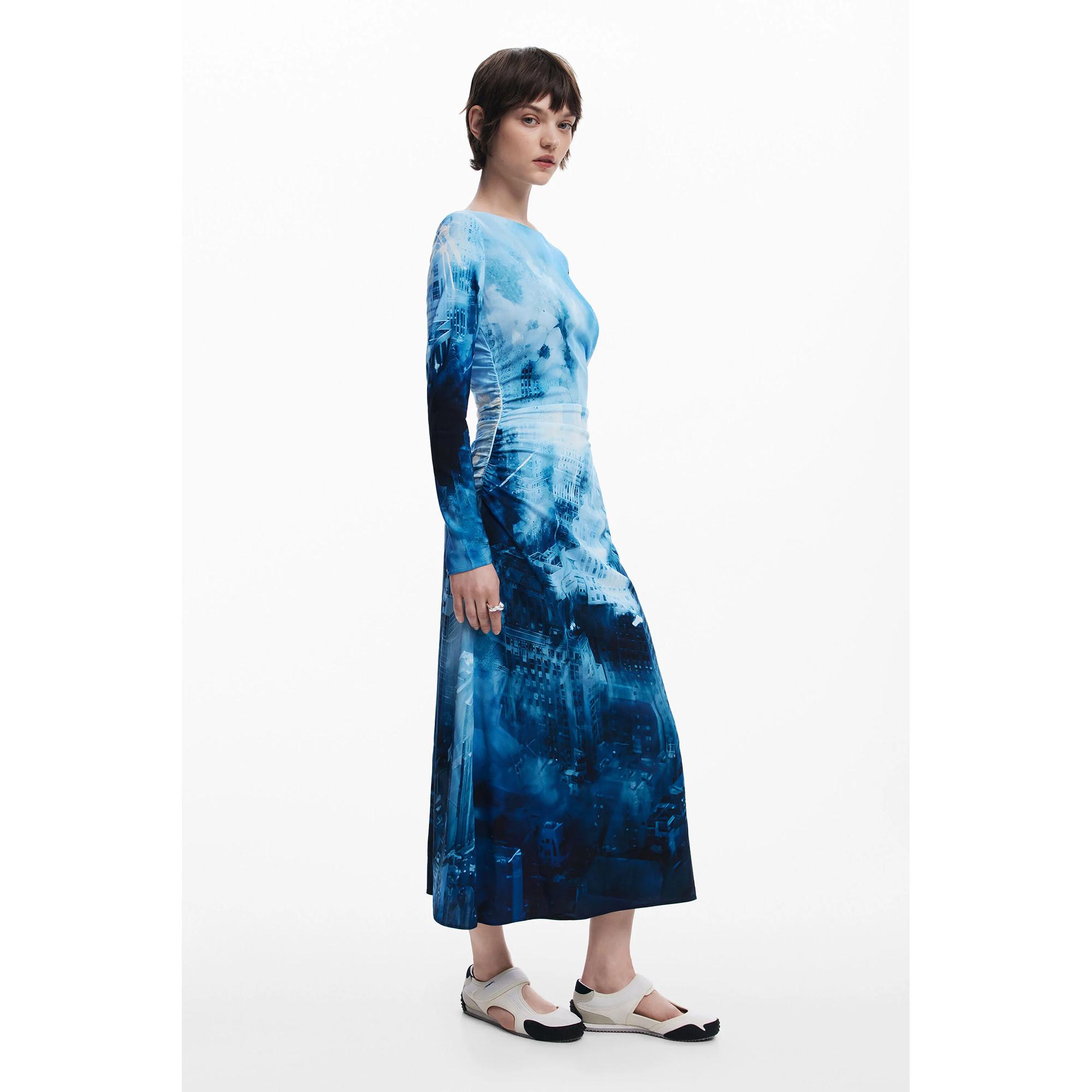 Desigual Langarm Foto Print Slim Fit Kleid
