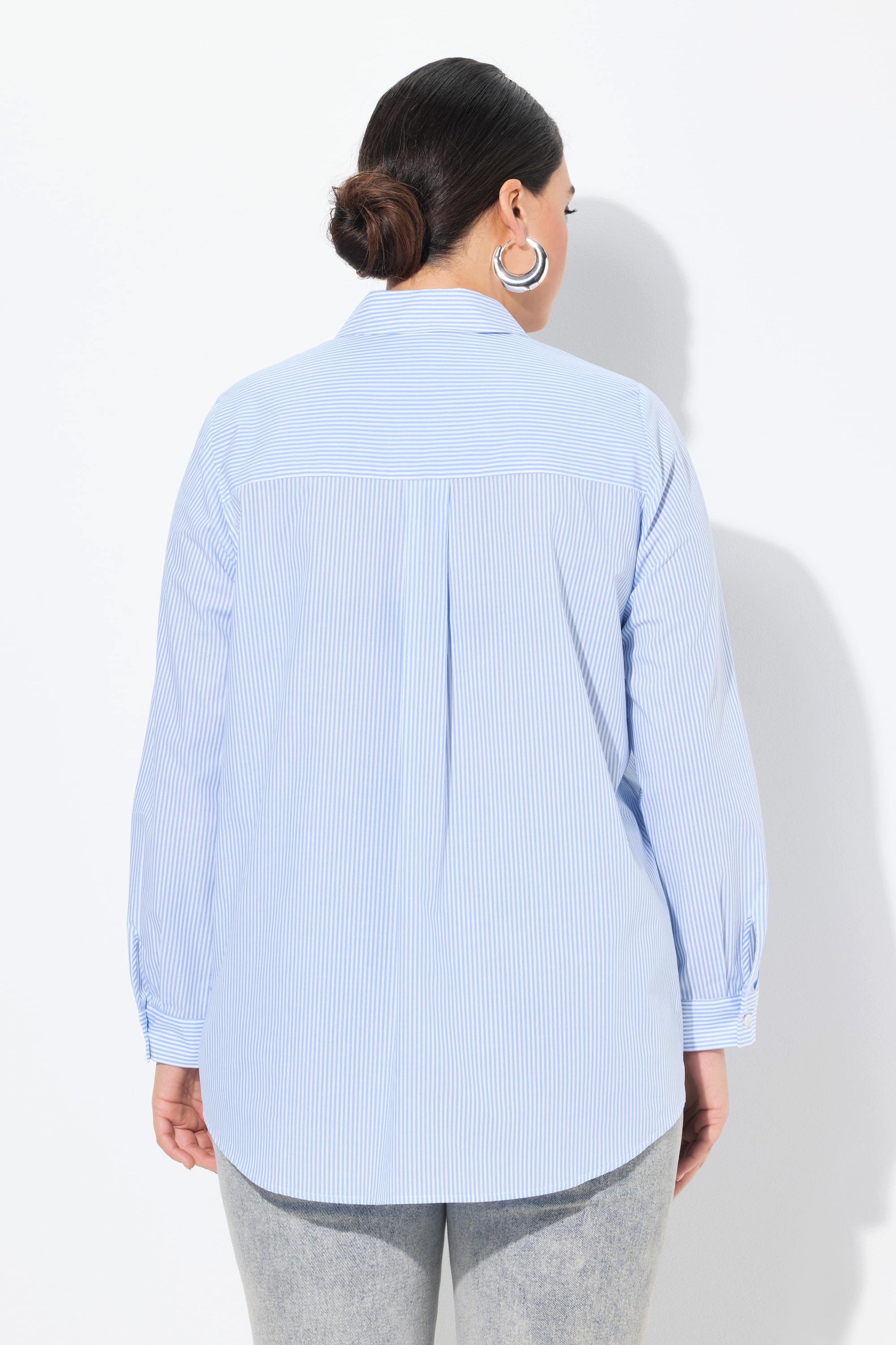 Ulla Popken Streifenbluse, Sweet, A-Linie, Hemdkragen, Langarm