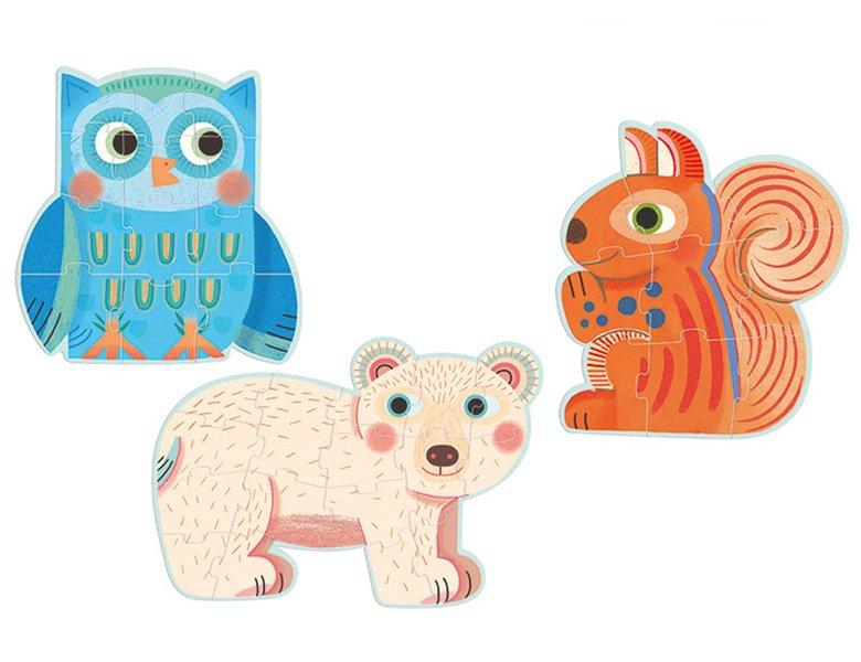 Djeco Djeco Primo Puzzel In Het Bos (9, 12 & 16 stukjes)