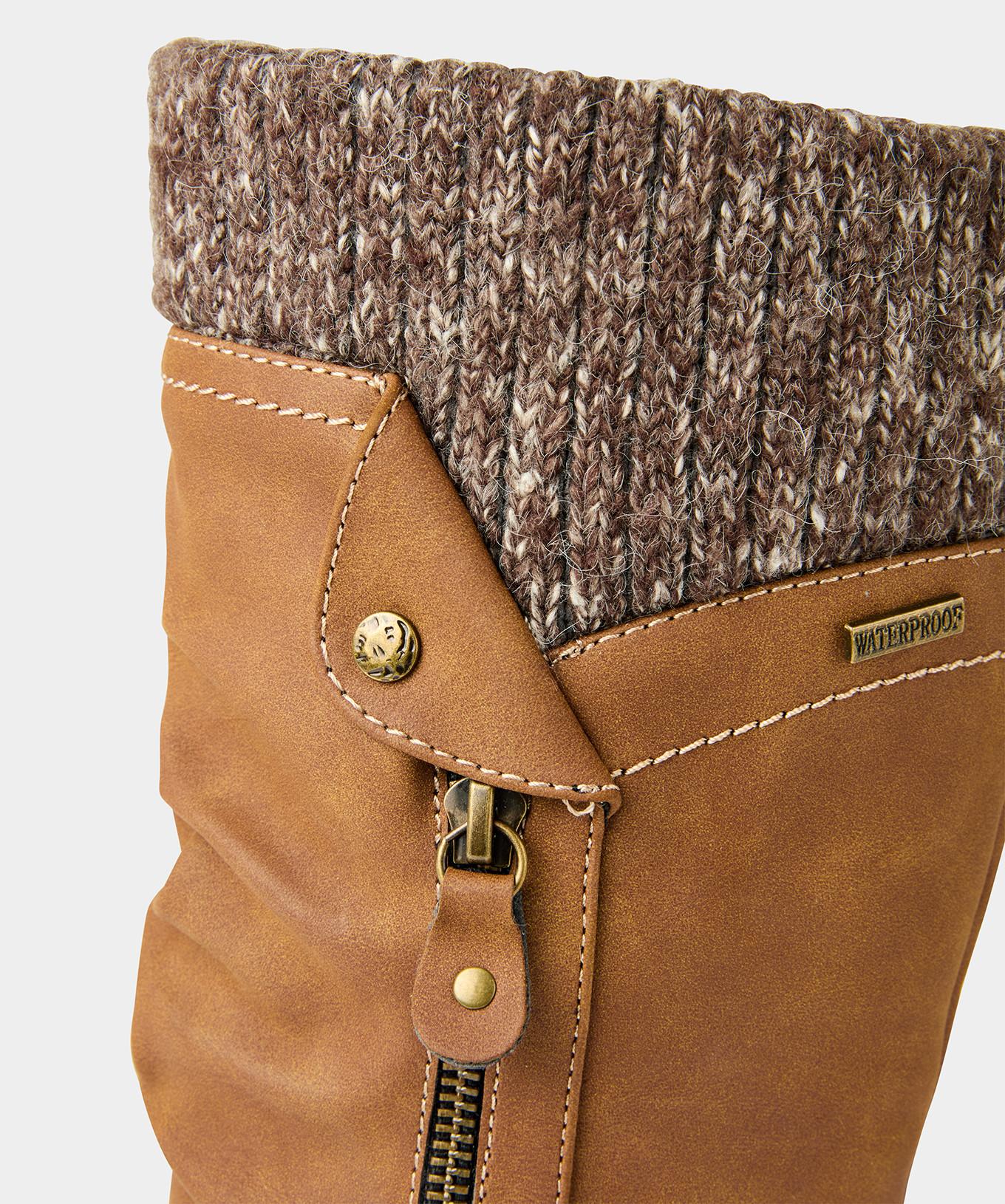 Joe Browns Lange hellbraune Stiefel mit Riemen und Reißverschluss