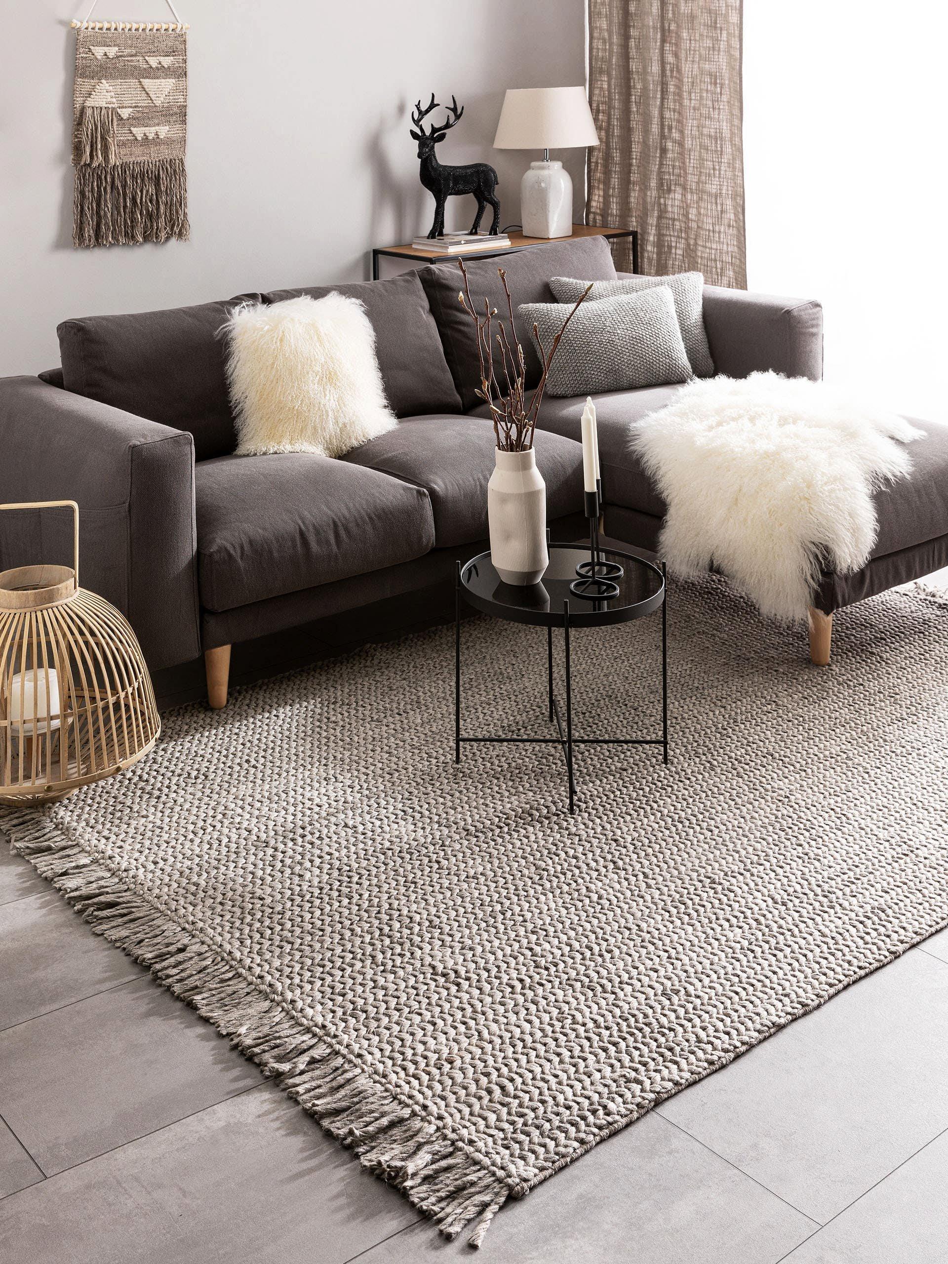 Benuta Wollteppich Velma Grau