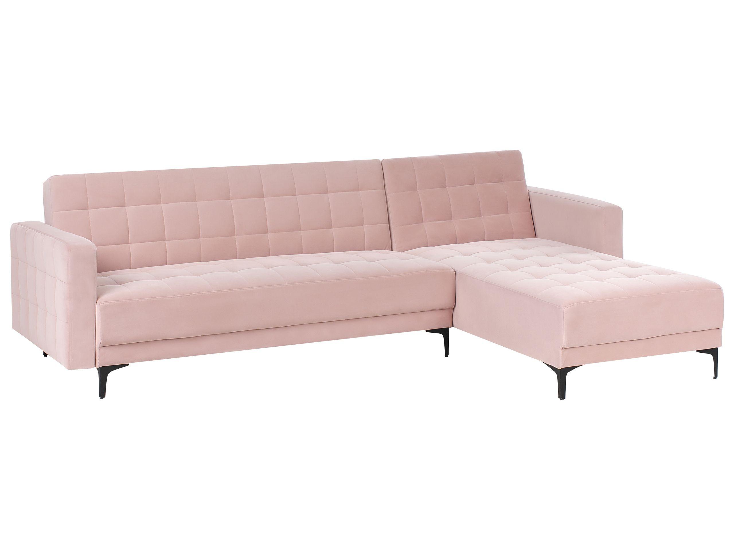 Beliani Linksseitiges Ecksofa aus Samtstoff Modern ABERDEEN
