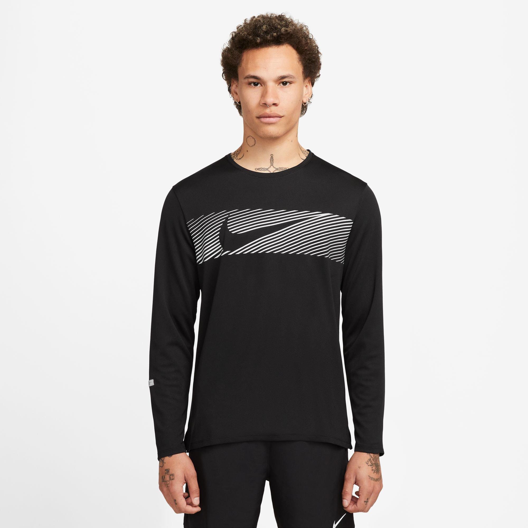 NIKE M NK DF UV MILER TOP LS FLASH T-Shirt, Rundhals, langarm
