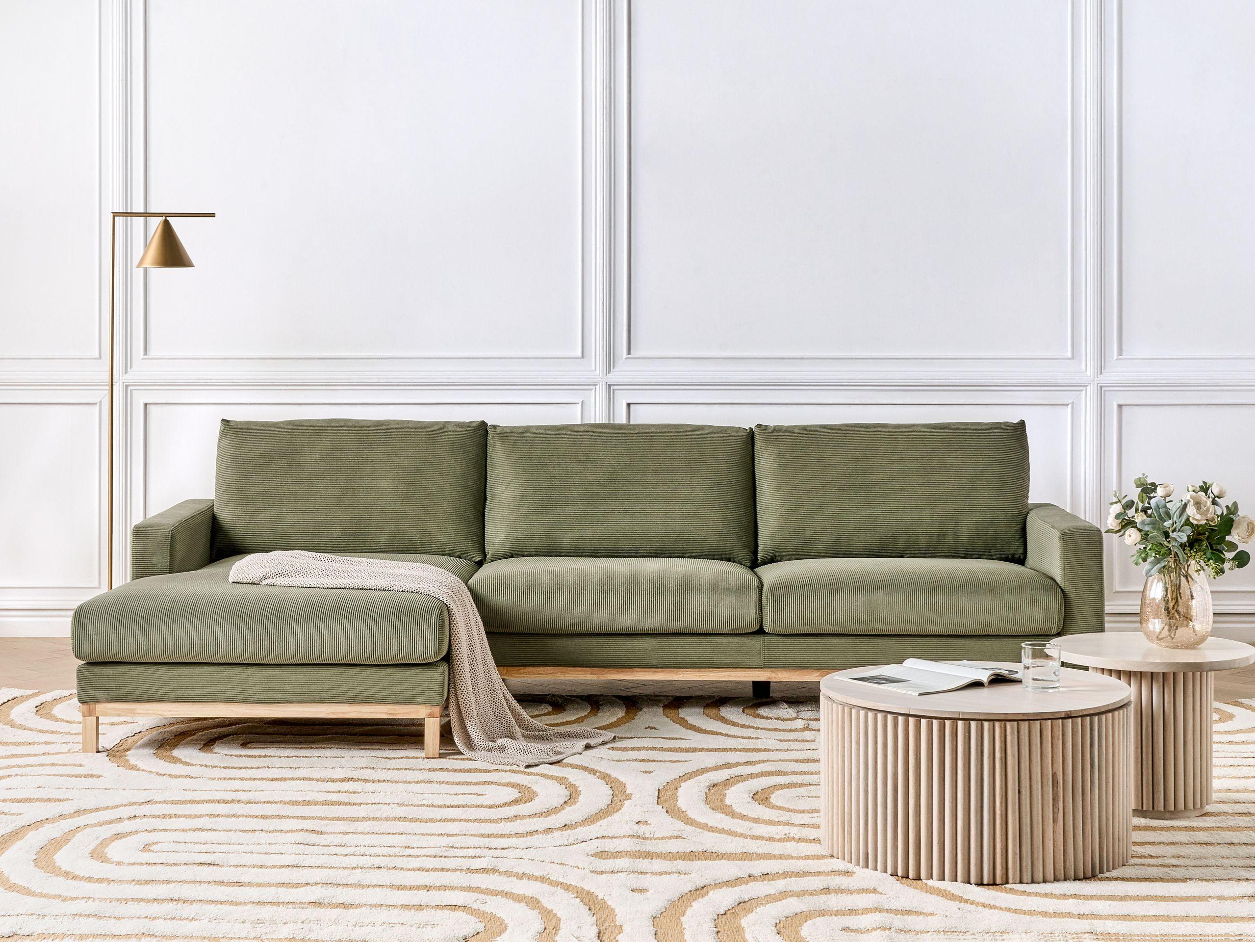 Beliani Rechtsseitiges Ecksofa aus Cord Modern SIGGARD