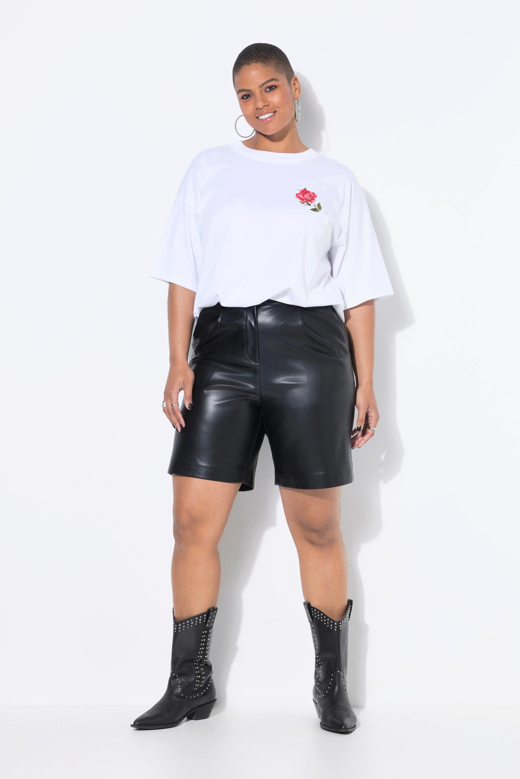 Studio Untold High Waist Weites Bein Lederoptik Bermudas