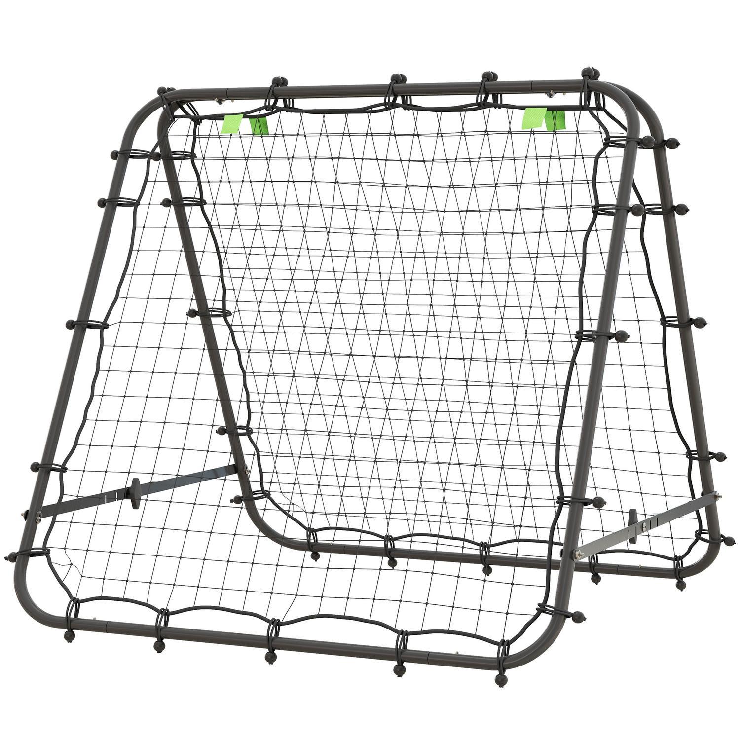 Northio Fußball Rebounder Kickback Tor Rückprallwand Netz beidseitiger Rückprall Verstellbar in 5 Stufen für Fußball Training Stahl Schwarz 100 x 95 x 90 cm