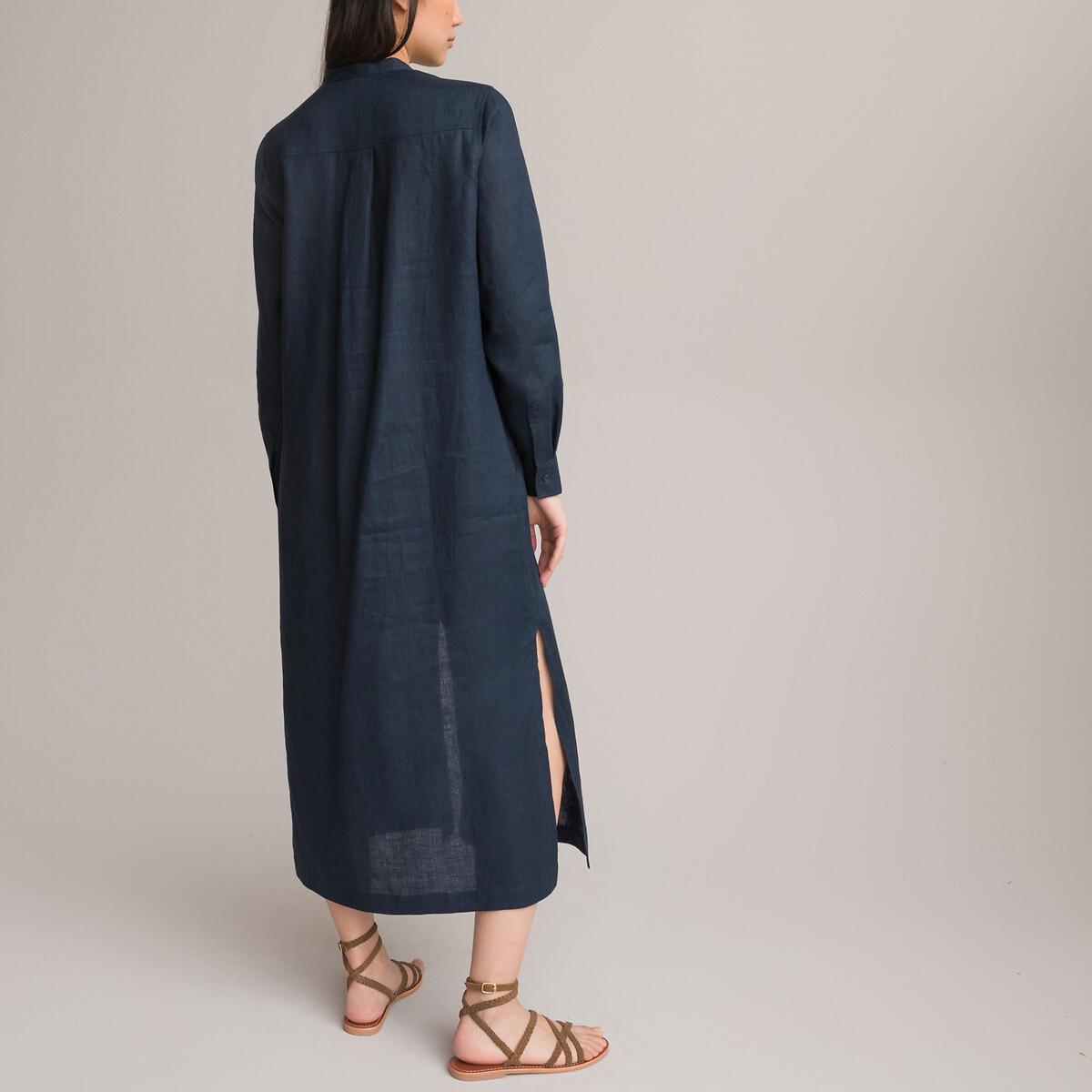 La Redoute Collections Langärmeliges Leinen Maxikleid