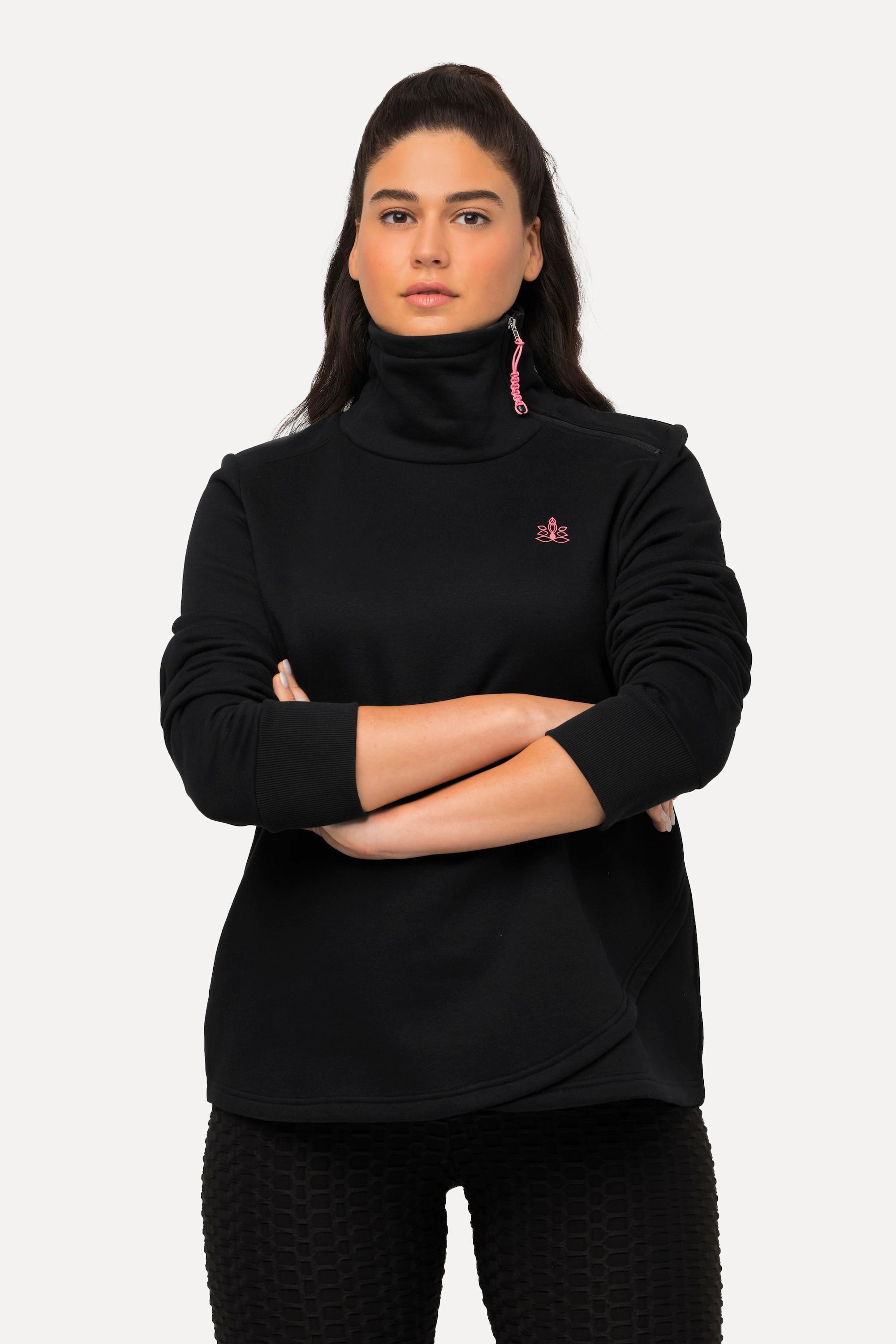 Ulla Popken Sweatshirt, Stehkragen, Zipper, Mandala, Langarm