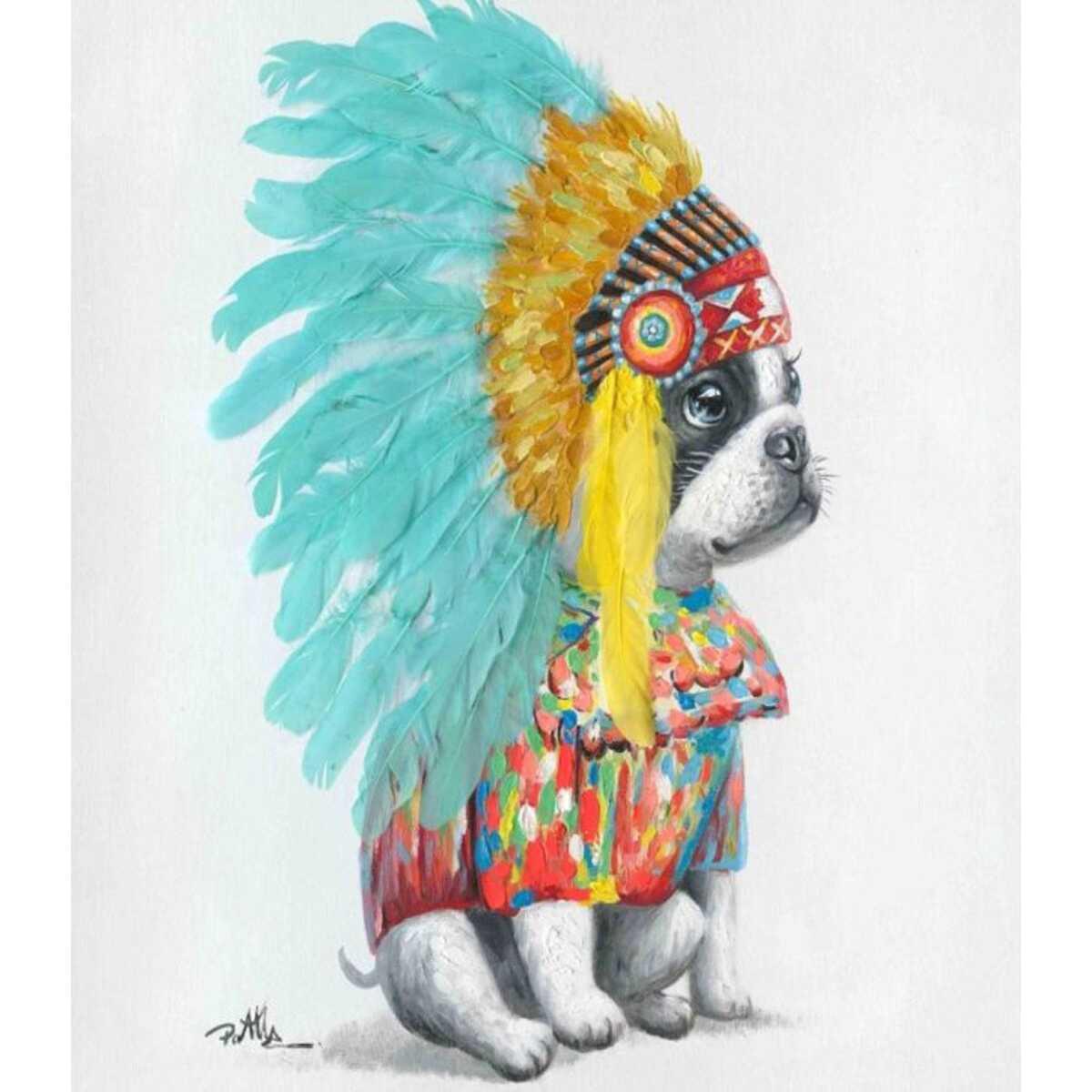 KARE Design Leinwandbild Headdress Dog 80x80