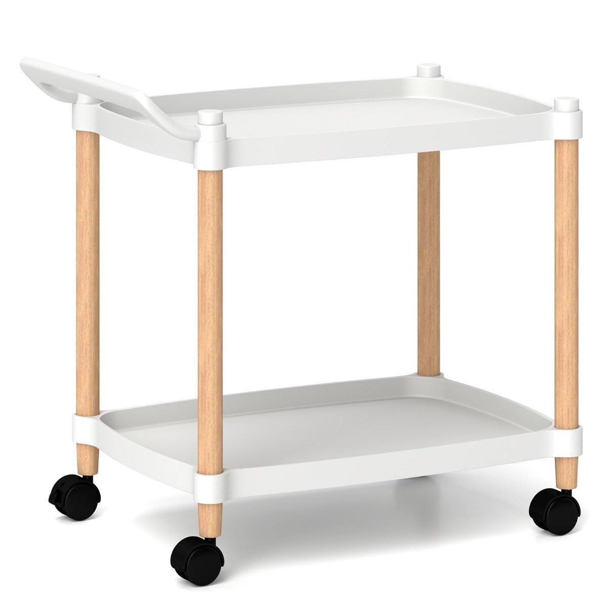 Northix 2-stöckiger Rollwagen mit Verriegelbaren Rädern & Buchenholzrahmen Trolley Organizer