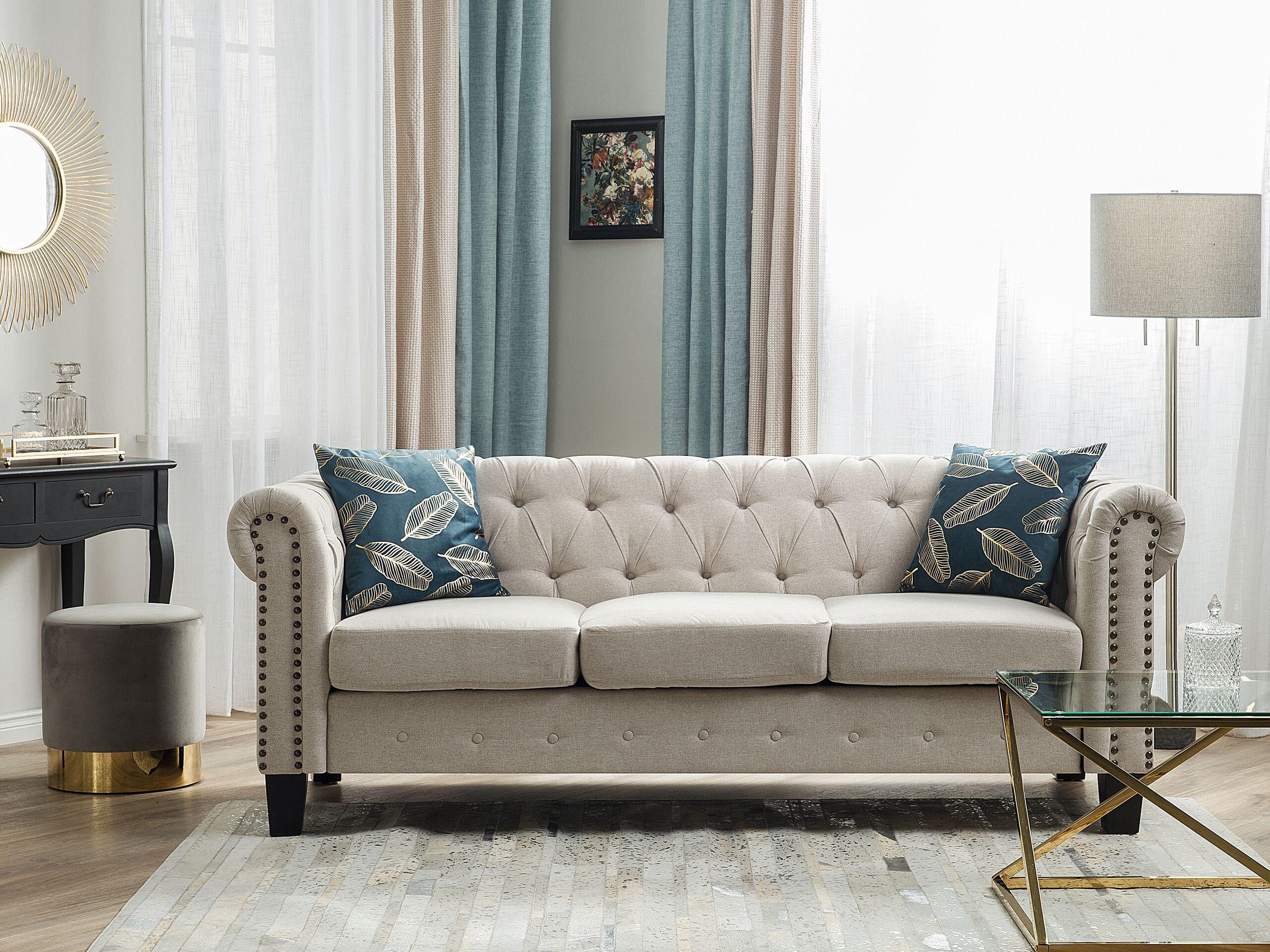 Beliani 3 Sitzer Sofa aus Polyester Industriell CHESTERFIELD