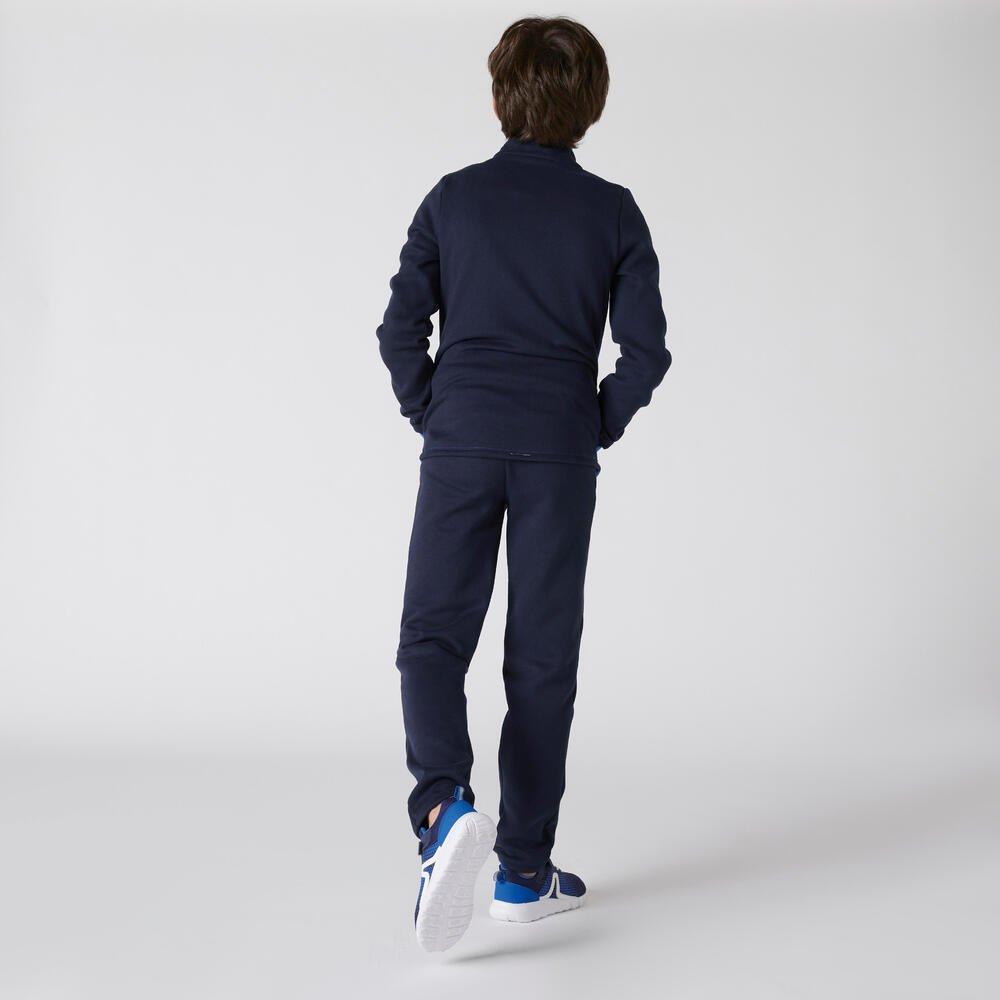 DOMYOS Trainingsanzug Baumwolle Warmy Zip Basic Kinder blau