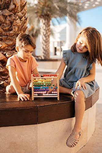 Activity-board Rechenrahmen aus Buche für Grundschüler / 100 Holzrechenbrett / bunte Kugeln mit Aufgaben