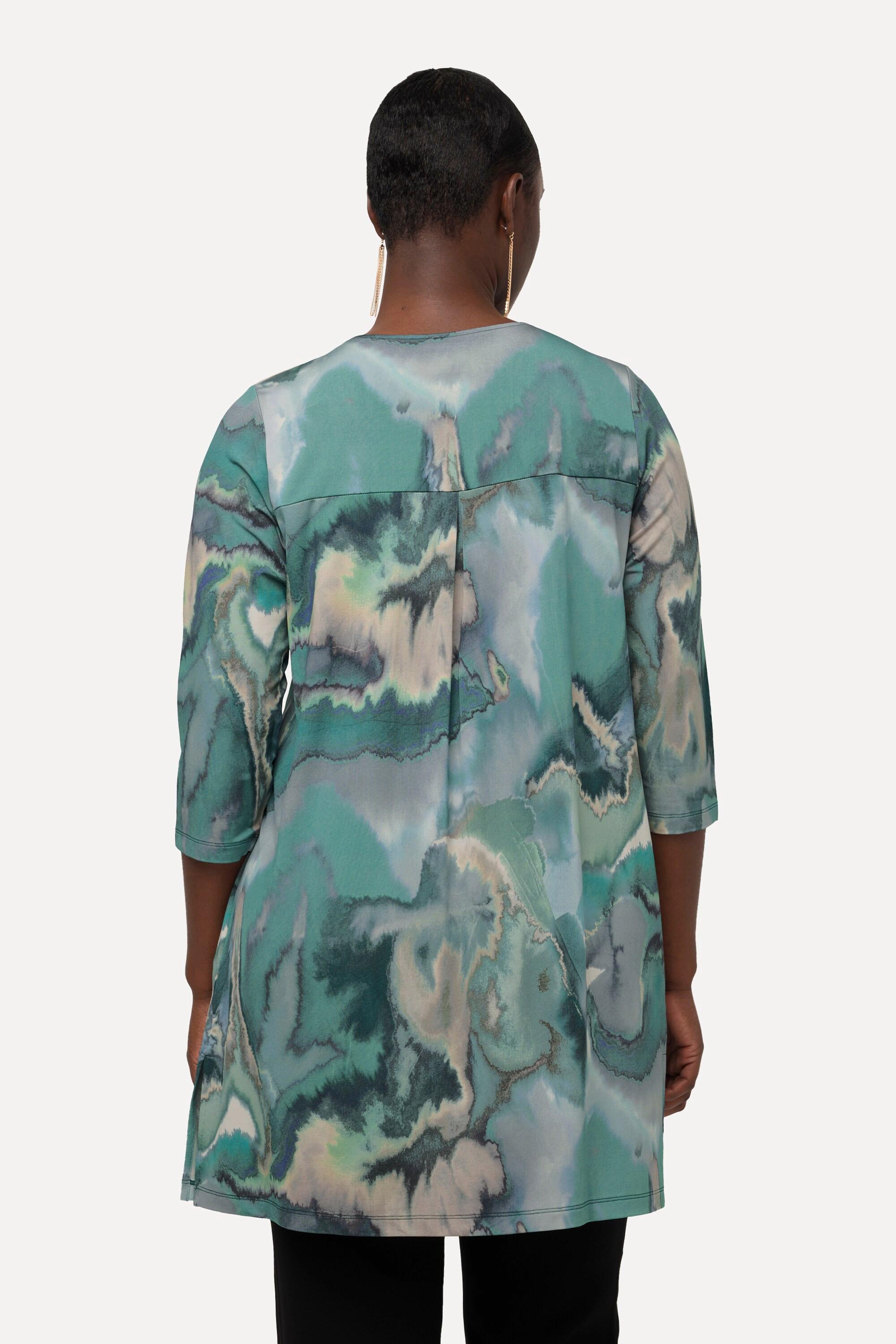 Ulla Popken Slinky Tunika Marmor Design Tunika Ausschnitt Halbarm