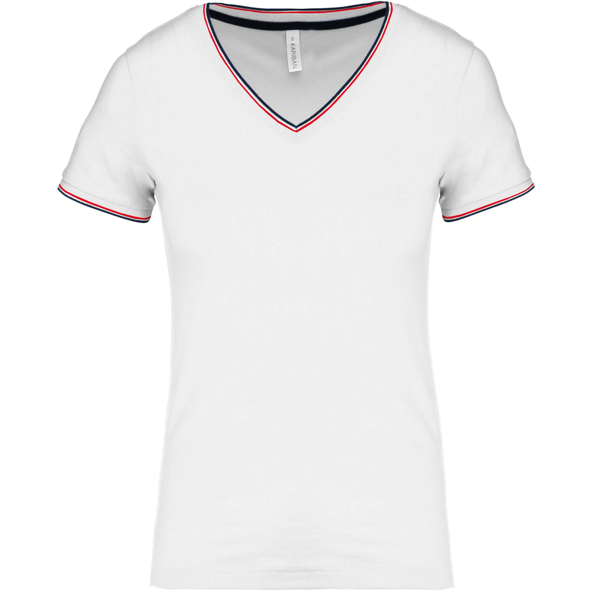 Kariban Damen Piqué Strick V-Ausschnitt T-Shirt