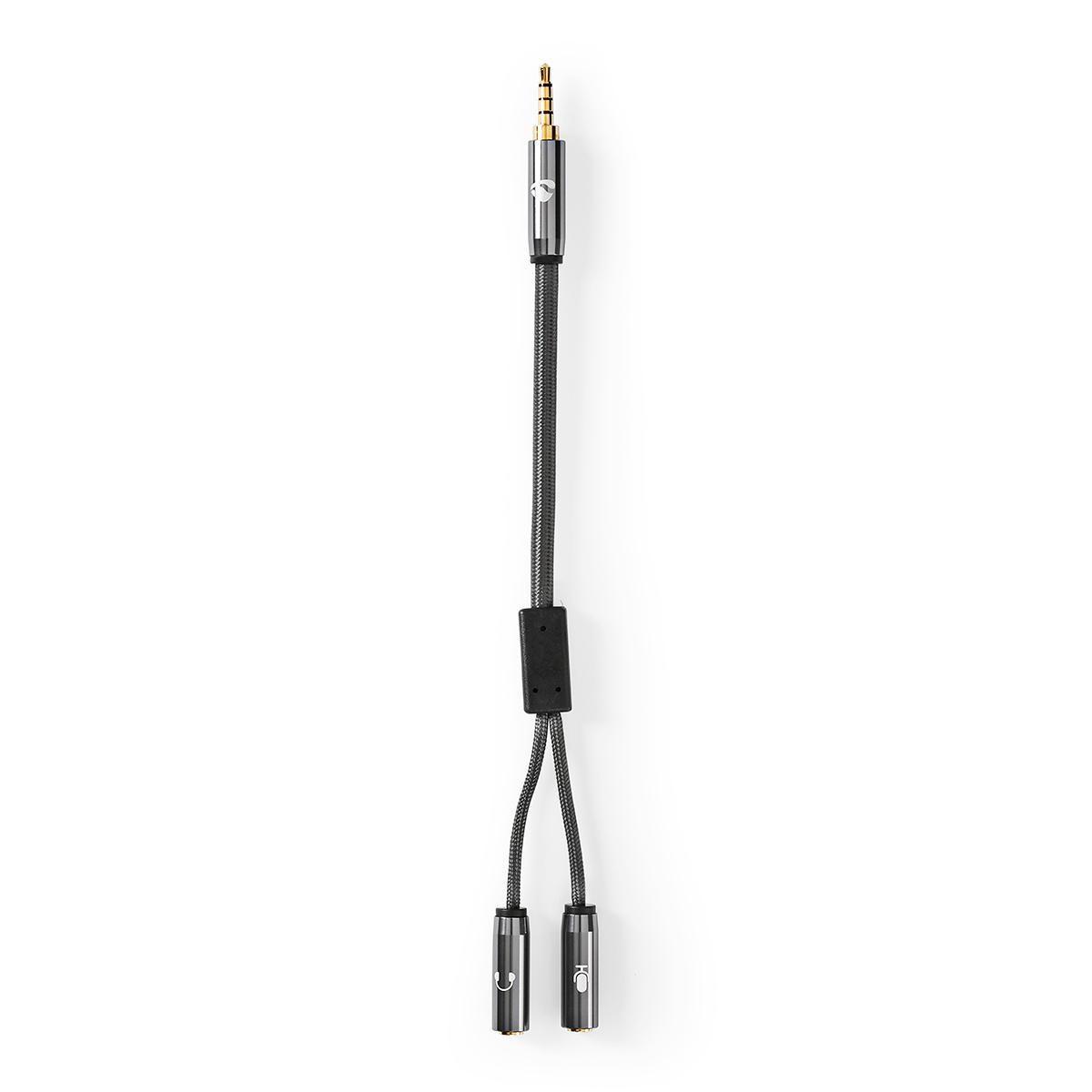Nedis Stereo-Audiokabel | Stecker | Buchse | Vergoldet | Rund | Grau / Grau mit Metall | Pappschachtel mit abgedecktem Fenster