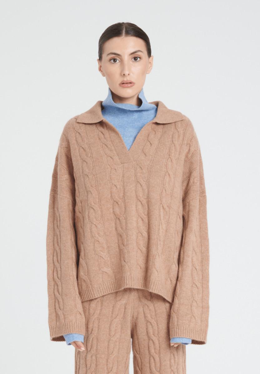 Studio Cashmere8 ZAYA 5 Polohemd mit gedrehtem Maschenbild 6 Fäden