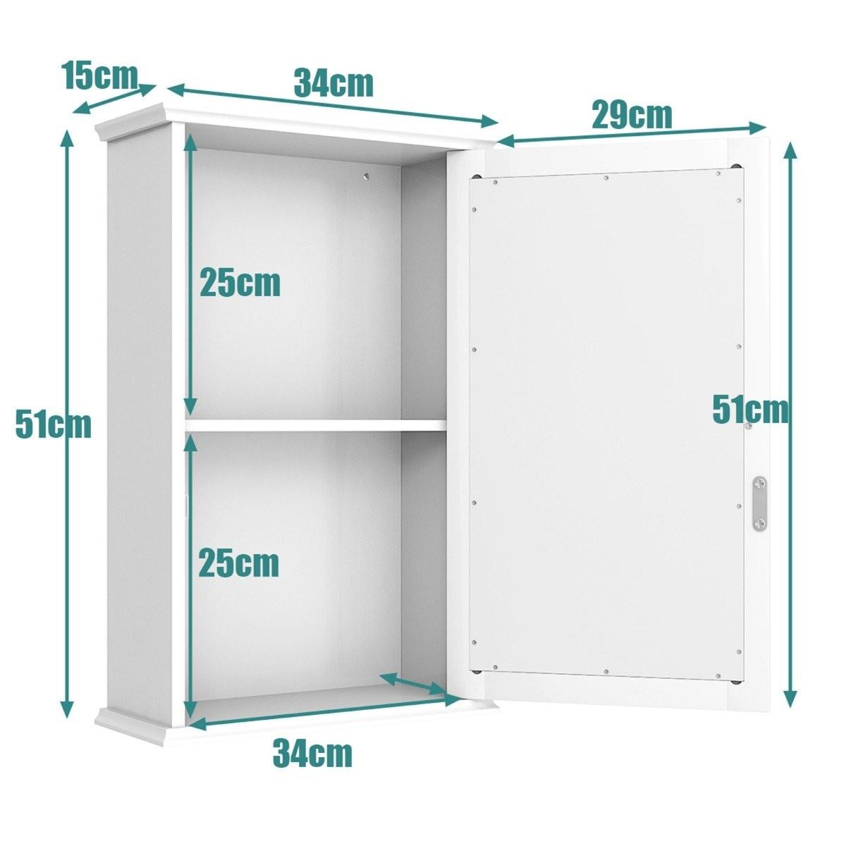 Northio Spiegel Badezimmerschrank Wandschrank Aufbewahrungsschrank mit Einzelner Weiß