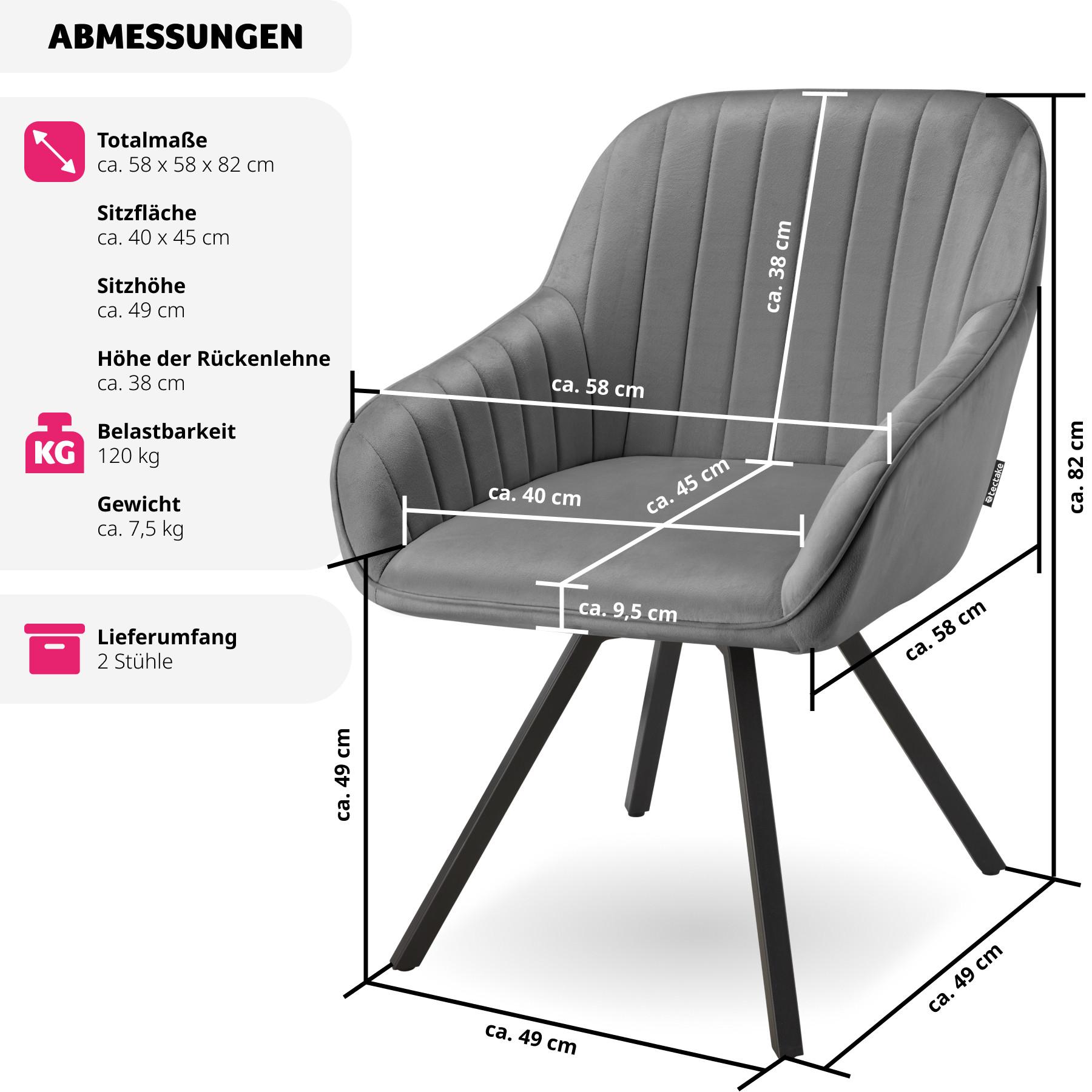 Tectake Drehbarer Armlehnstuhl Snug Samtoptik, gepolstert