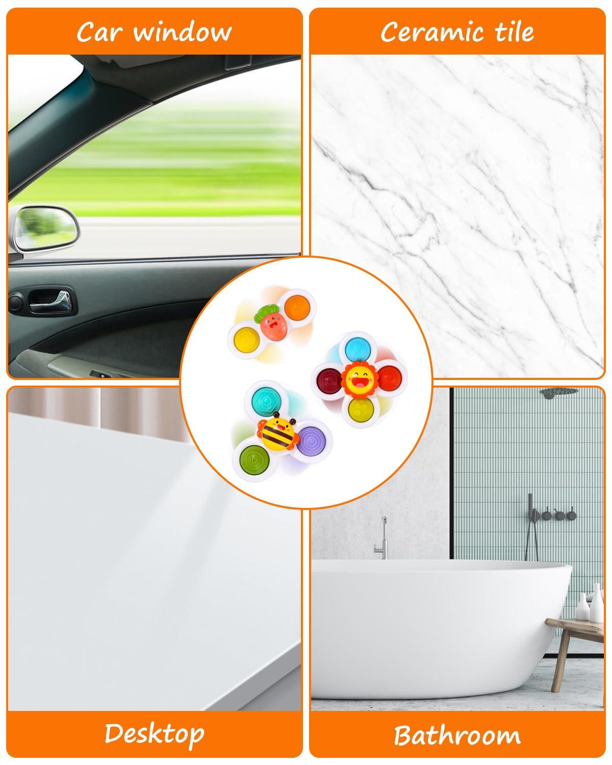 Activity-board 3 Stück Saugnapf Spielzeug, Cartoon Wasser Spielzeug Saugnapf Spielzeug Baby sensorisches Spielzeug für Saugnapf Baby Spielzeug