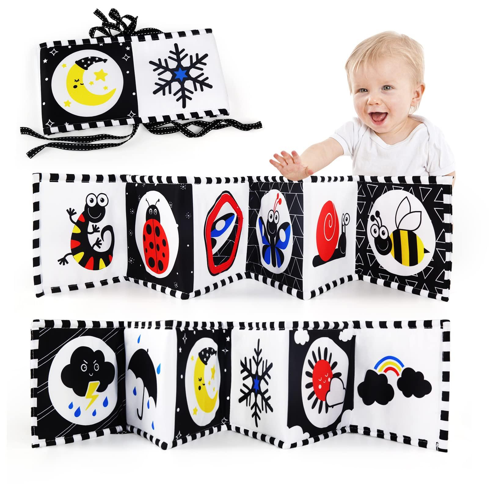 Activity-board Buch Babyspielzeug, Kontrastkarten Babybuch Baby Stoffbuch, Fühlbuch Baby, Doppelseitiges weiches Stoffbuch mit Spiegel