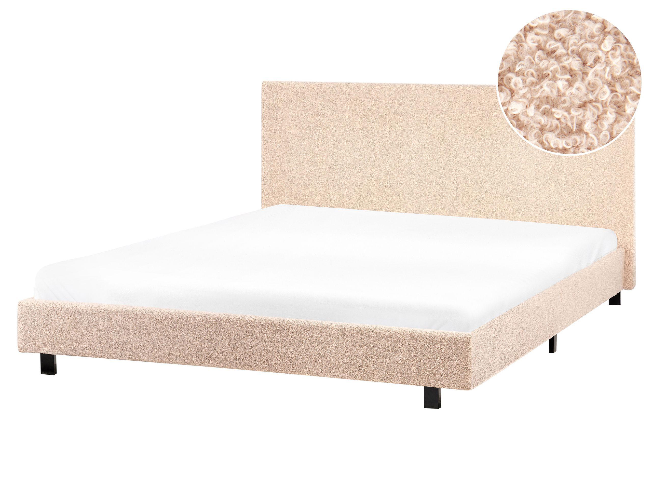 Beliani Bett mit Lattenrost aus Bouclé Landhausstil ALBI