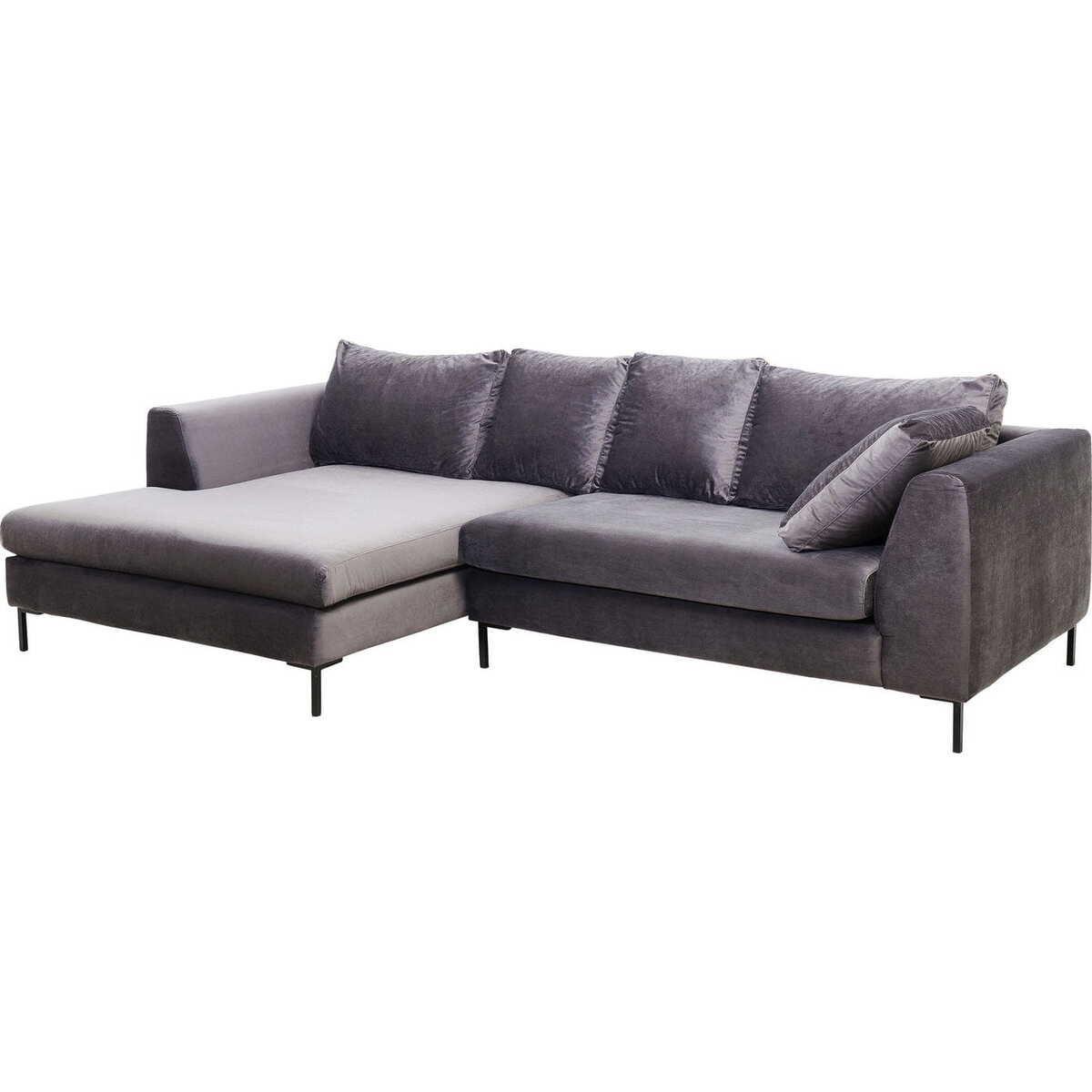 KARE Design Ecksofa Black Gianna Velvet Grau Links