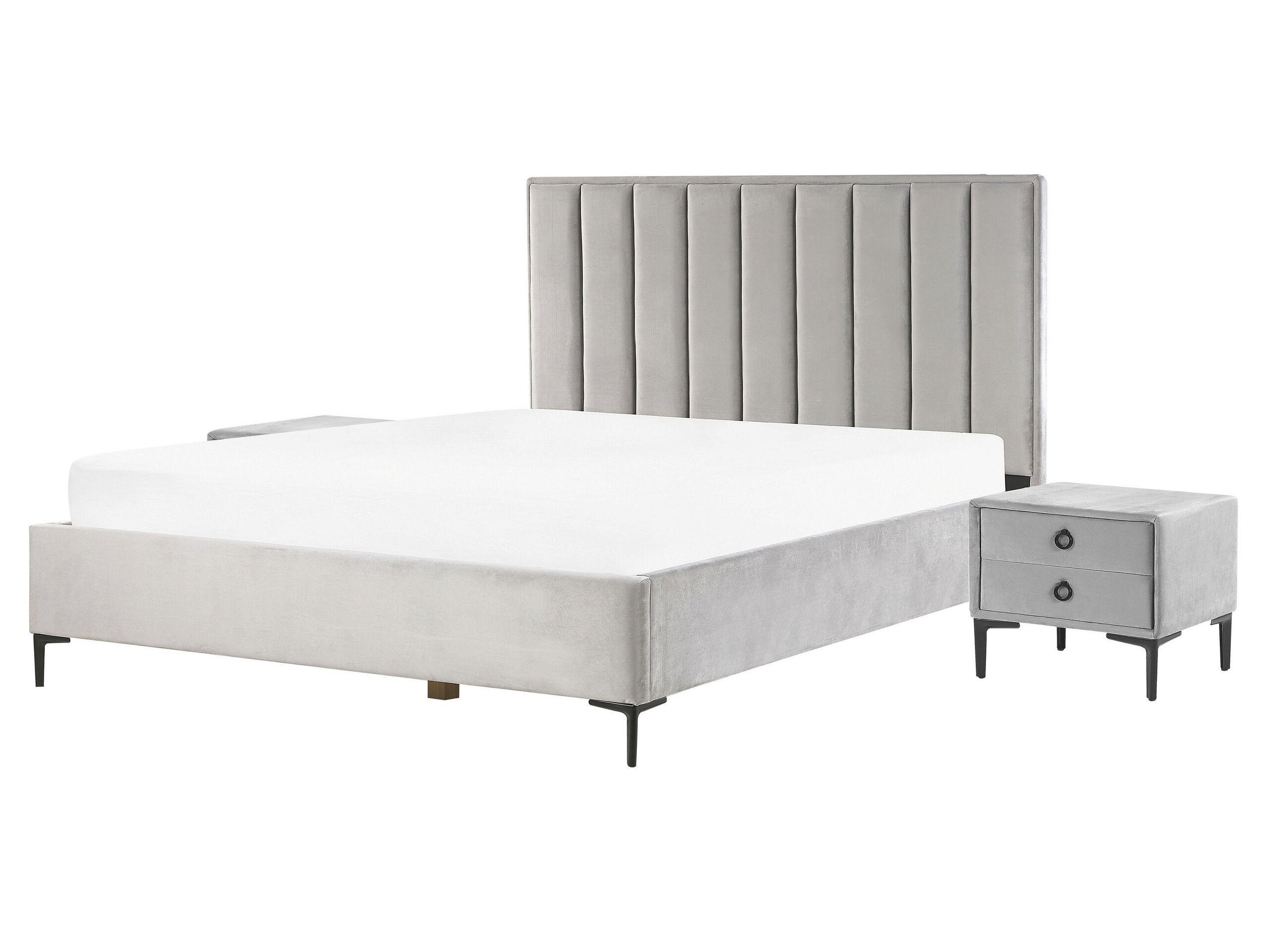 Beliani Schlafzimmer Set aus Samtstoff SEZANNE